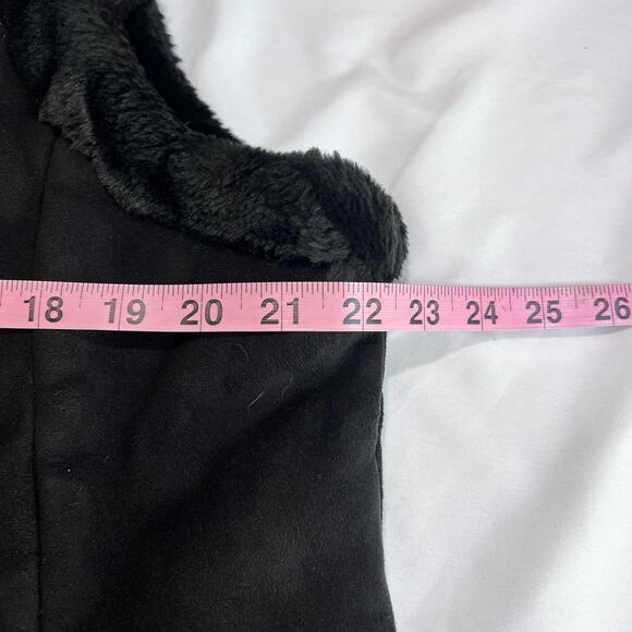 Coldwater Creek Faux Suede Faux Fur Vest L Gray Toggle Closure Winter Boho - Picture 6 of 12